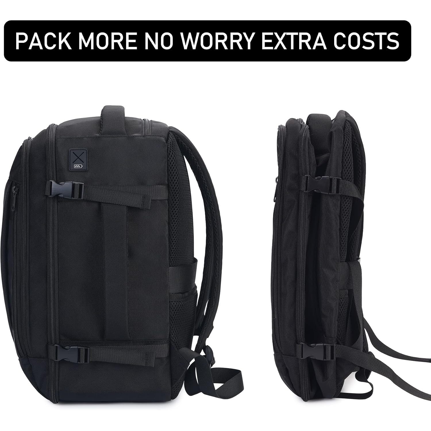 Ecohub Travel Backpack 18X14X8 Spirit Airlines Personal Item Bag Carry On Backpack 13 Pockets Work Casual Daypack For Men Women Airline Approved Water Resistant Gym Backpack With Charging Port, Black