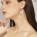Dangle Flower Leaf Earring White Fairy Flower Summer Dangling Long Tassel Earrings Lily Of The Valley Earrings Jewelry