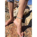XIJIN Natural Stone Beaded Anklets for Women Handmade Beach Boho Turquoise Beads Ankle Bracelet Jewelry Gift for Her