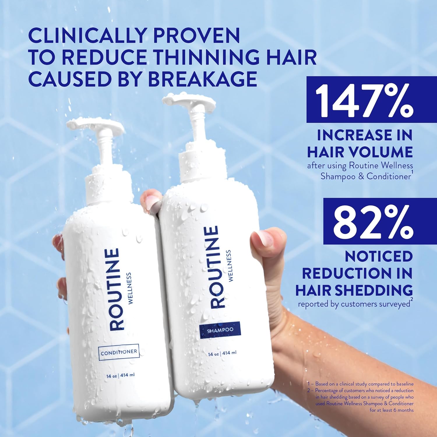 Routine Wellness Anti-Thinning Shampoo and Conditioner Set for Thinning Hair - Biotin DHT Blocker Women & Men - Color Safe Shampoo for Hair Loss & Healthier Hair - Coconut & Vanilla Set