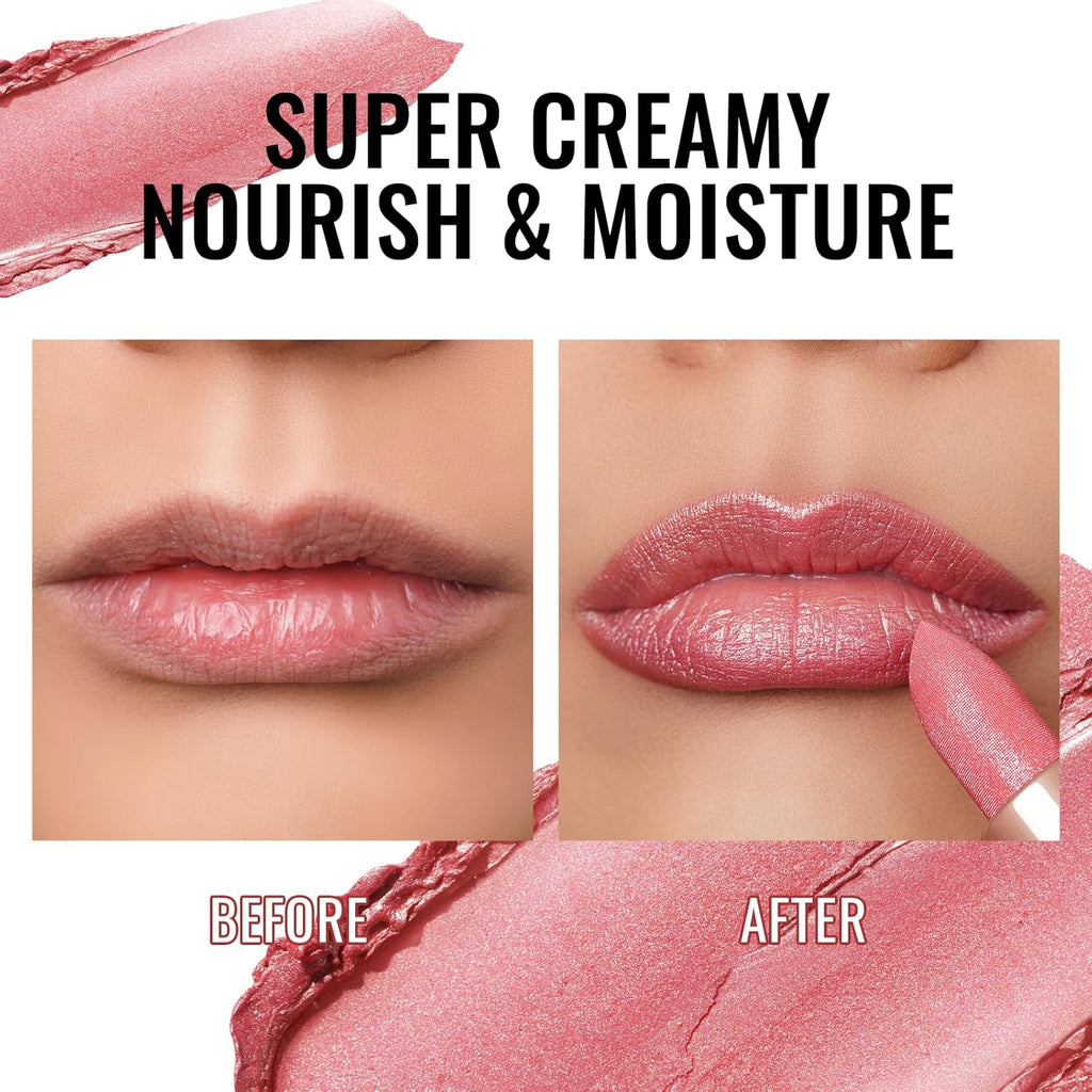 Oulac Moisturizing Pink Lipstick for Women - Tinted Lip Balm with Shimmmer, Lightweight Lip Makeup, Nourishing & Hydrating Formula, Vegan & Gluten Free, PG03 Pink Jewel