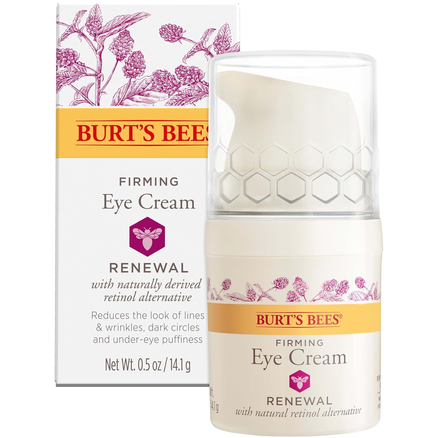 Burt'S Bees Renewal Firming Eye Cream With Natural Retinol Alternative, Reduces Appearance Of Lines, Wrinkles, Under-Eye Circles And Crow'S Feet, 99 Percent Natural Origin Skin Care, 0.5 Oz. Bottle