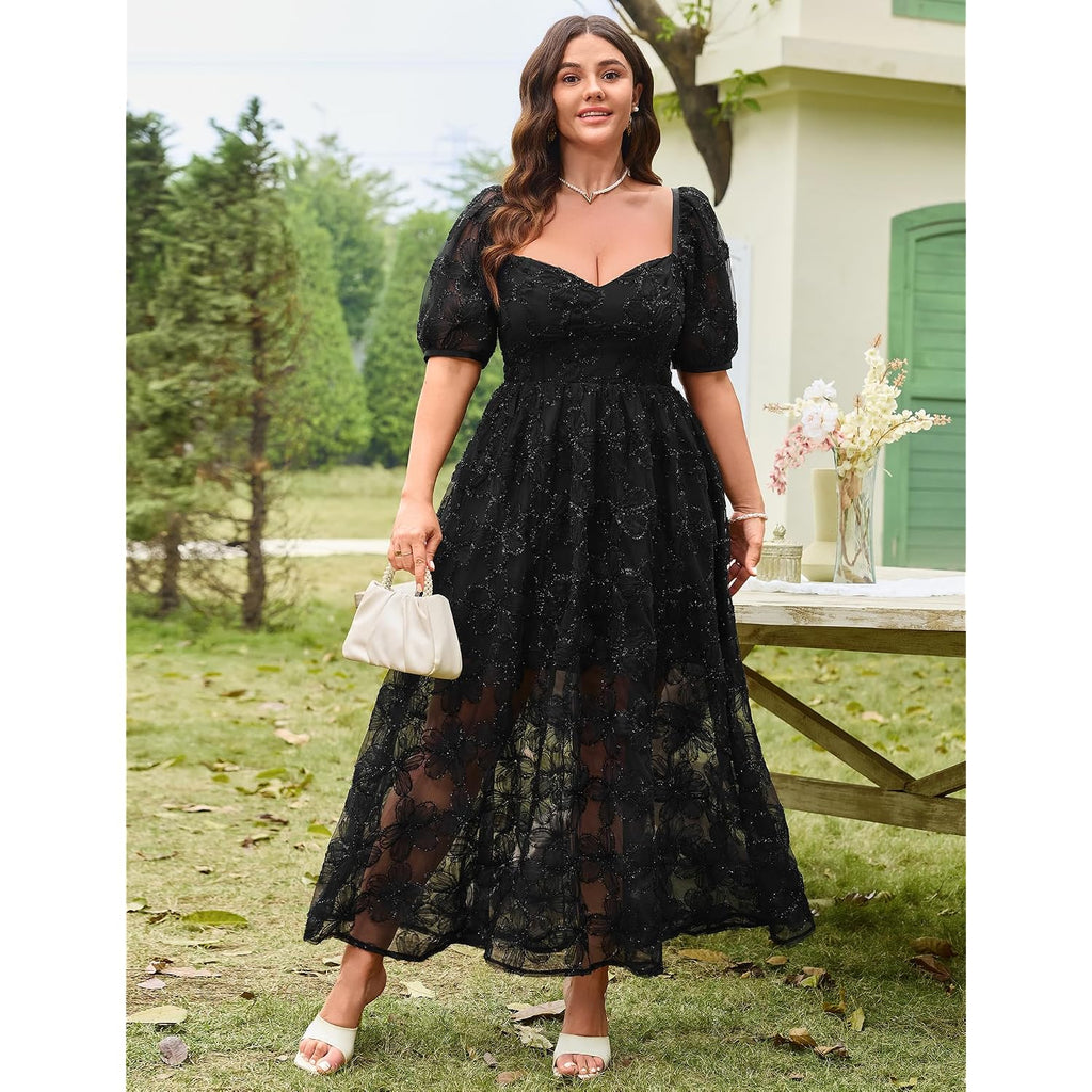 Eywol Formal Wedding Guest Cocktail Floral Embroidered Dress M-3Xl