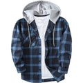 Zity Men'S Flannel Hoodie Shirts Casual Button Down Plaid Shirt Jackets For Men Long Sleeve Stylish Hooded With Pocket