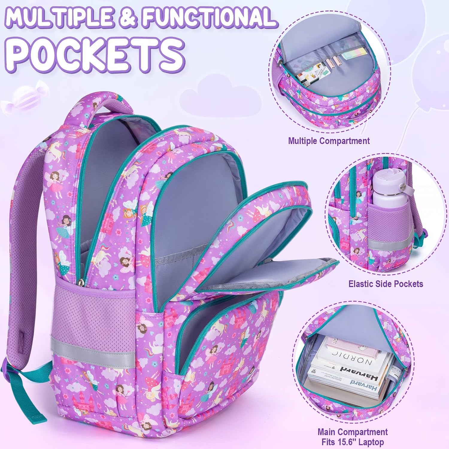 Fimibuke Kids Backpack For School Boys, 3Pcs Waterproof Toddler School Bag | Cute Bookbag Set With Lunch Box & Pencil Case For Preschool Kindergarten Elementary Back To School Student Ages 3-12, Trucks