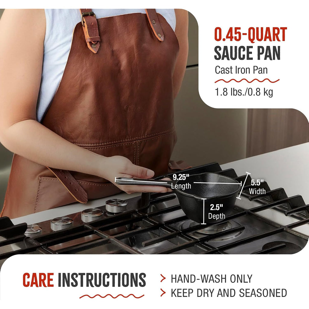 Victoria 0.5-Quart Cast Iron Saucepan, Small Cast Iron Melting Pot Seasoned With Flaxseed Oil, Made In Colombia, Black