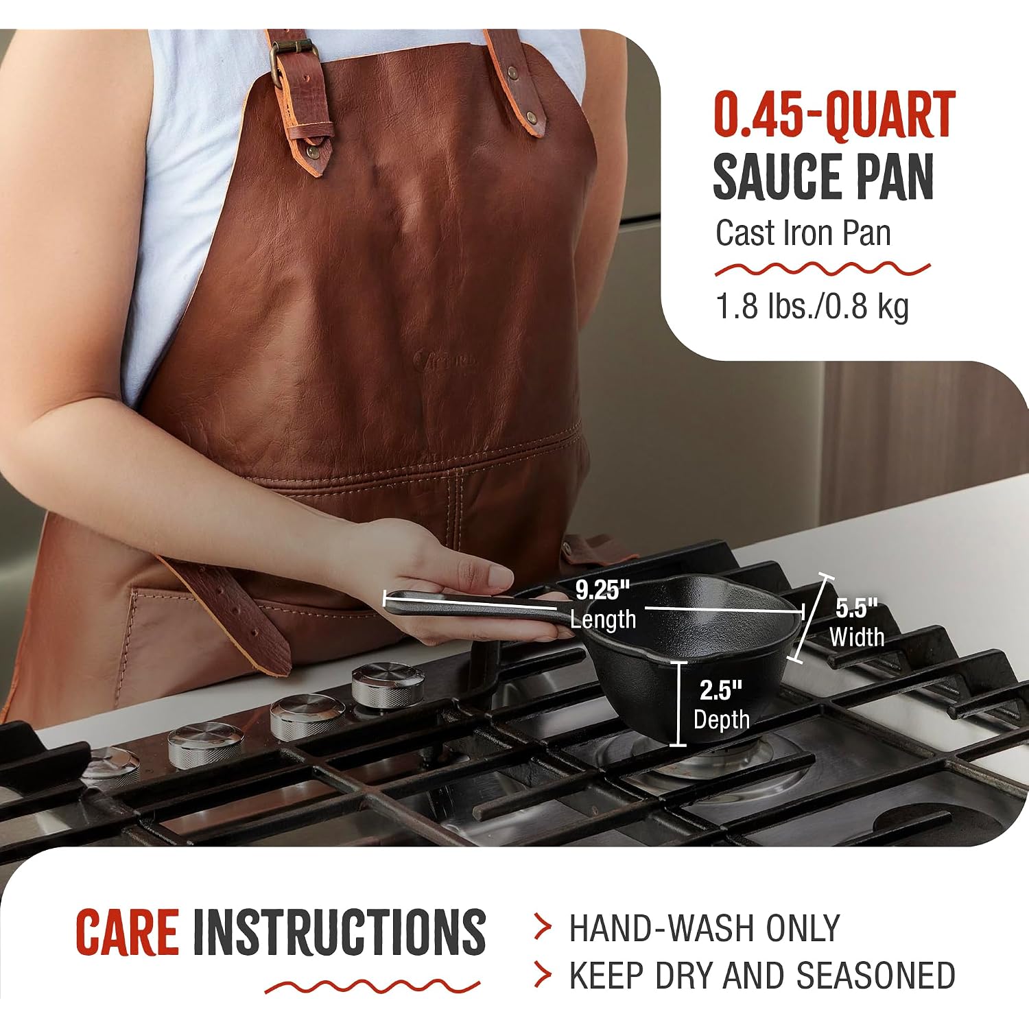 Victoria 0.5-Quart Cast Iron Saucepan, Small Cast Iron Melting Pot Seasoned With Flaxseed Oil, Made In Colombia, Black