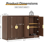 Decofy 55" Fluted Buffet Sideboard Cabinet, Modern Mid Century Console Cabinet With Adjustable Shelves & Wavy Grain Doors For Kitchen Cabinet Storage,Living Room,Entryway,Coffee Bar Cabinet (Walnut)