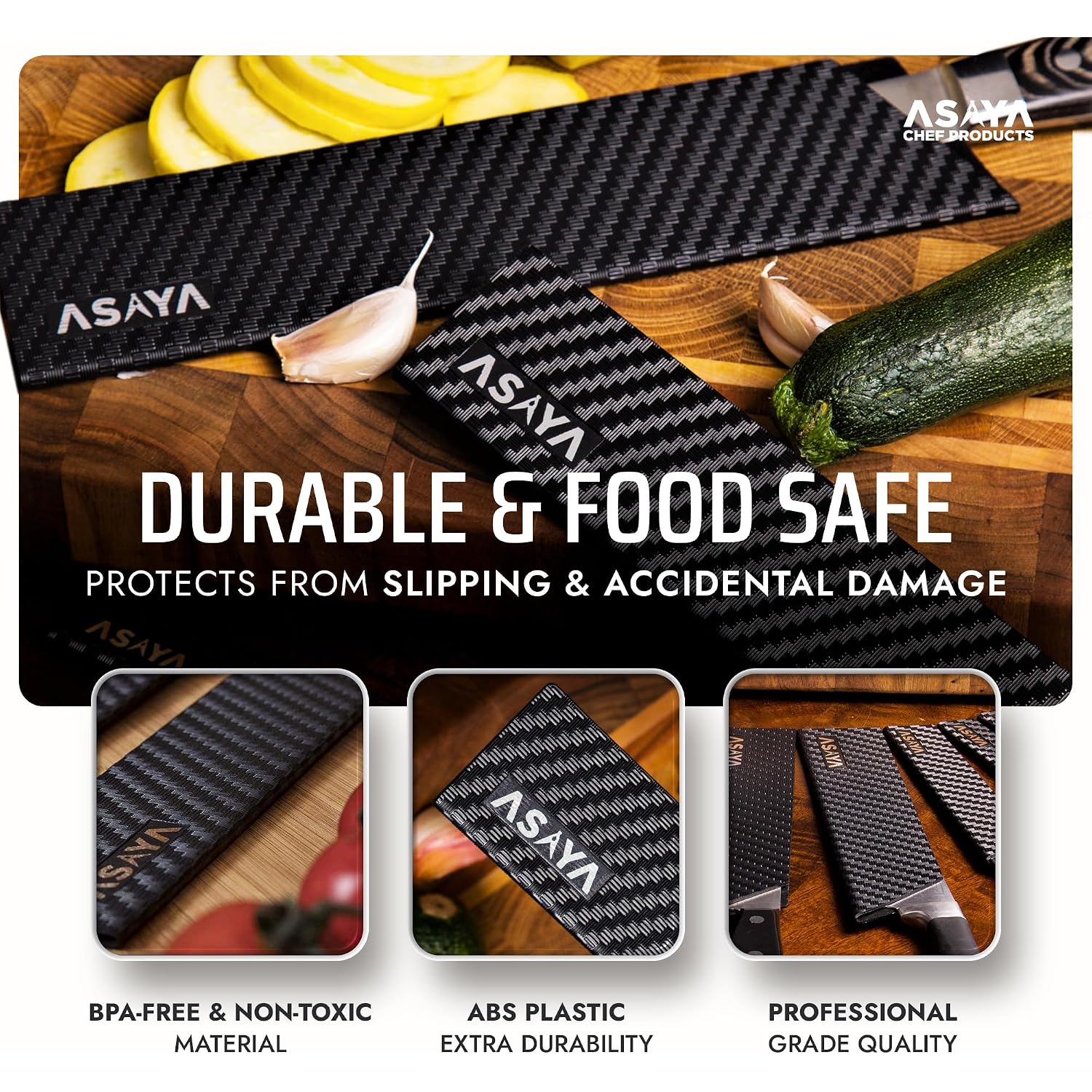 Asaya Professional Chef Knife Edge Guards – 6 Piece Knives Universal Covers - Extra Strength Abs Plastic And Food Safe Kitchen Knife Sheath Covers – Knives Not Included