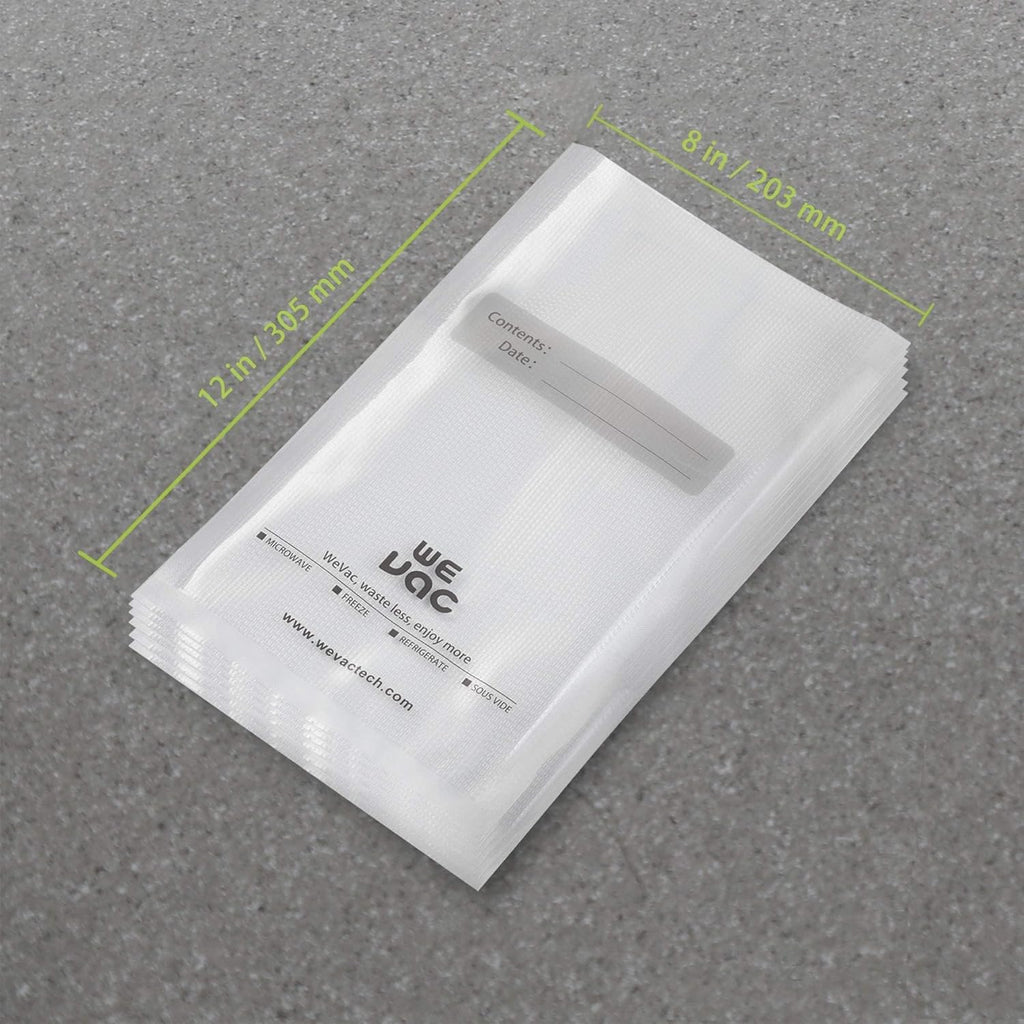 Wevac Vacuum Sealer Bags 100 Quart 8x12 Inch for Food Saver, Seal a Meal, Weston. Commercial Grade, BPA Free, Heavy Duty, Great for vac storage, Meal Prep or Sous Vide