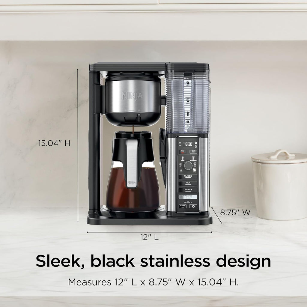 Ninja Specialty Coffee Maker | Includes 10-Cup Carafe, Fold-Away Frother, Permanent Filter & Removable, Dishwasher Safe Reservoir | 6 Brew Styles, 8 Cup To Travel Mug To Pot Sizes | Black | Cm401