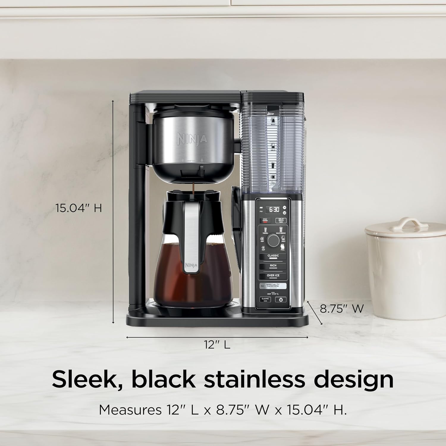 Ninja Specialty Coffee Maker | Includes 10-Cup Carafe, Fold-Away Frother, Permanent Filter & Removable, Dishwasher Safe Reservoir | 6 Brew Styles, 8 Cup To Travel Mug To Pot Sizes | Black | Cm401