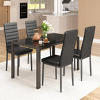 Bealife Kitchen Dining Table Set For 4, Tempered Glass 5 Piece - Black | Pu Leather Modern Dining Room Furniture, Space Saving Table And Chairs Set For Home, Kitchen, Living Room, Dining Room
