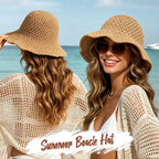 Sun Hat For Women Summer Straw Beach Hats Floppy Crochet Hat Uv Protection Travel Bucket Hat Foldable Packable