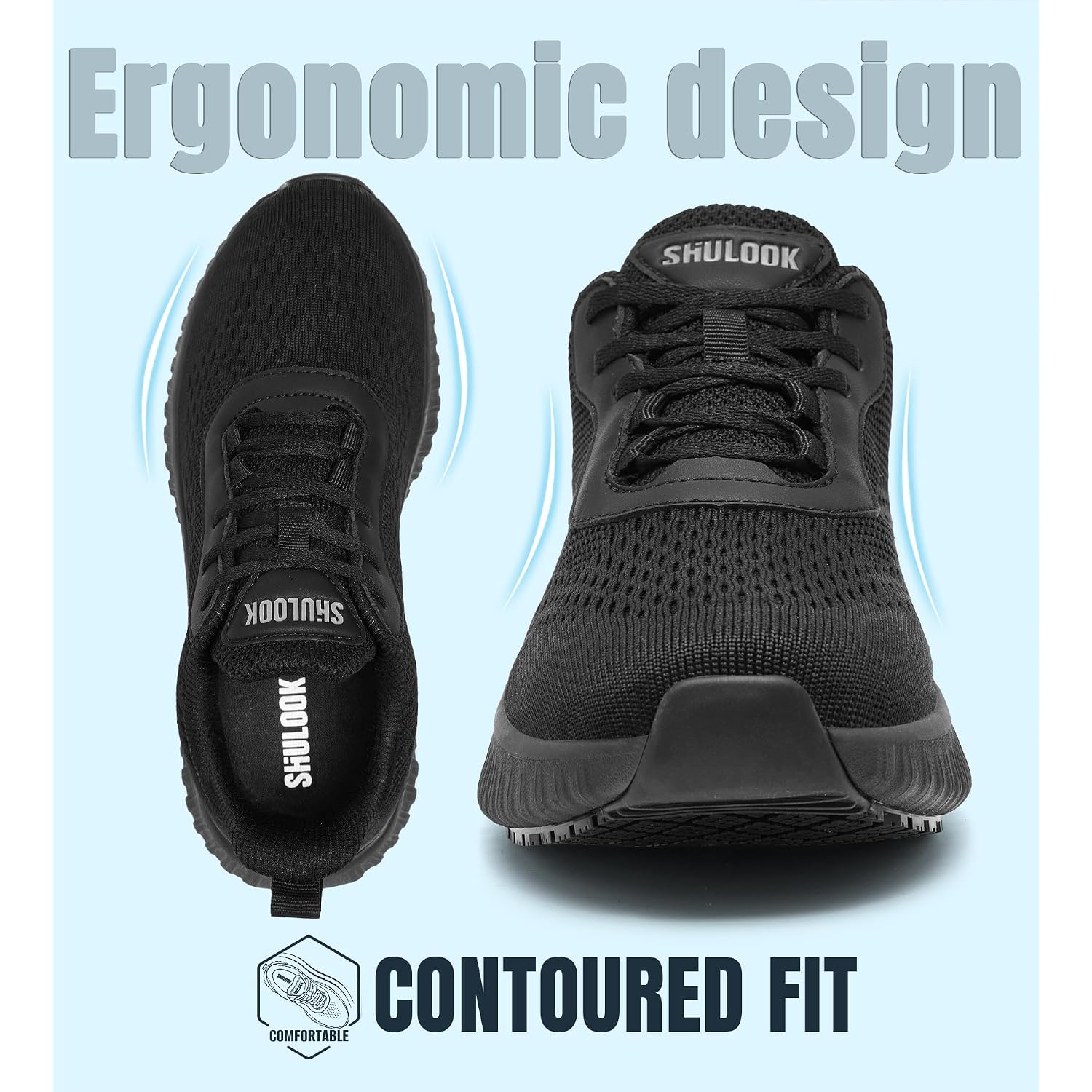 Shulook Women'S Non Slip Work Shoes Slip-Resistant Kitchen Chef Restaurant Food Service Nurse Shoe Comfortable Mesh Breathable Walking Sneakers Black