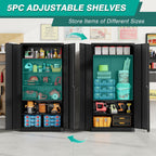 Wide & Deep Metal Storage Cabinet With 2 Doors And 5 Adjustable Shelves,72X36X18 Garage Storage Cabinet,Tall Black Locking Metal Cabinets With Lock,Steel Locked Cabinets For Home,Office,Garage