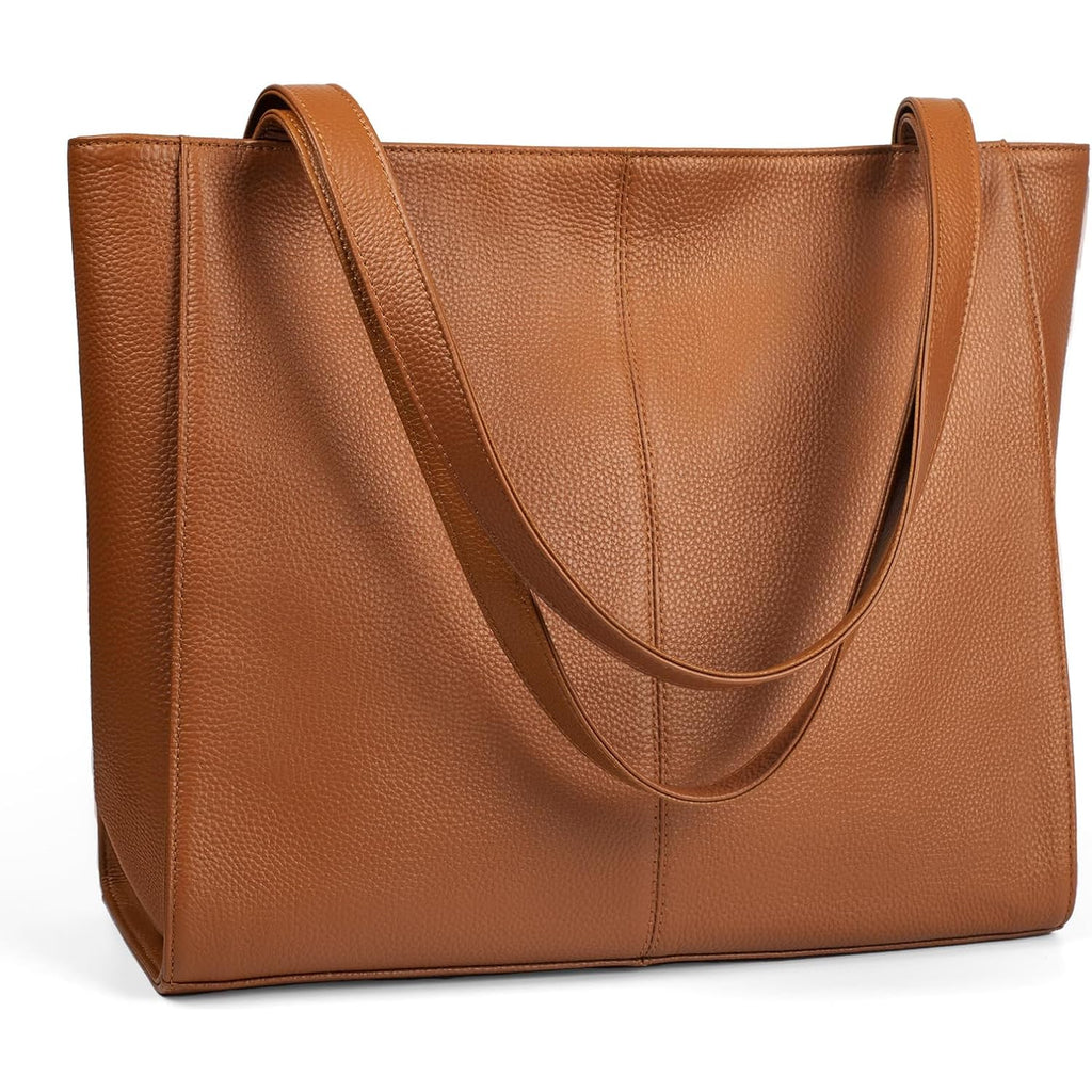 befen Genuine Leather Zipper Tote Bag for Women Work with Laptop Compartment, Women's Leather Shoulder Purse Satchel Handbags