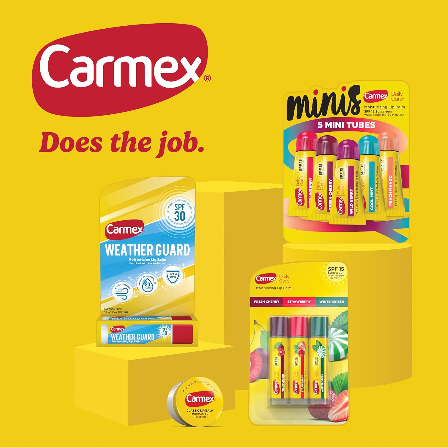 Carmex Classic Medicated Lip Balm Pack, Lip Moisturizer For Chapped Lips, 9-Count Variety Pack Bag (2 Tubes, 7 Sticks)