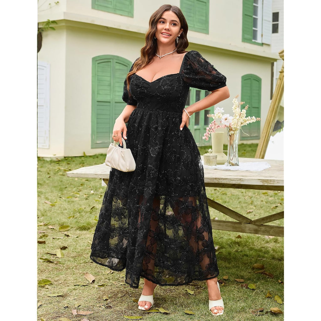 Eywol Formal Wedding Guest Cocktail Floral Embroidered Dress M-3Xl