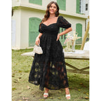 Eywol Formal Wedding Guest Cocktail Floral Embroidered Dress M-3Xl