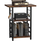 Record Player Stand With Extended Desktop,Large Record Player Table With Vinyl Storage,Tall Turntable Stand With Record Holder Vinyls Display Shelf For Music Room Studio, Rustic Brown