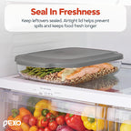 Pexo Glass Baking Dish With Lid, 9X13 Deep Lasagna Pan, Easy Grip Silicone Handles, Oven Safe Casserole Dish, Freezer, Dishwasher, And Microwave Safe (Gray)