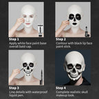 Go Ho Halloween Makeup Kit For Jack Cosplay Costume - Complete 8-Piece Professional Skeleton Makeup With Bald Cap,Pro-Aide Adhesive,White Body Paint,Black Lipstick,Black Eyeliner & Applicators