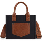 Montana West Wrangler Tote Bag For Women Retro Canvas Top Handle Purses And Handbags