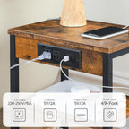 Hoobro Side Table With Charging Station And Usb Port, Small End Table For Small Space, 3-Tier Nightstand With Adjustable Shelf, For Living Room, Bedroom, Rustic Brown Bf112Bz01