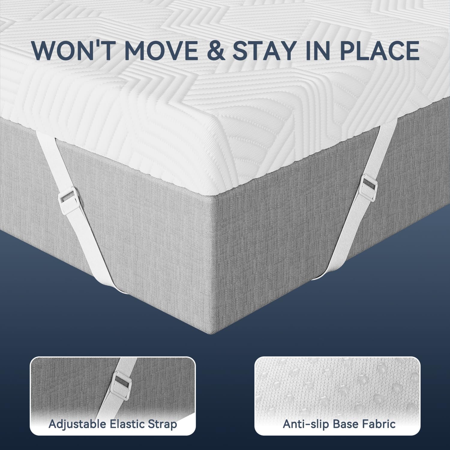Elemuse 3 Inch Twin Xl Memory Foam Mattress Topper, College Dorm Room Essentials, Gel Foam Bed Topper With Washable Cover, Non-Slip Back To School Bedding, Certipur-Us