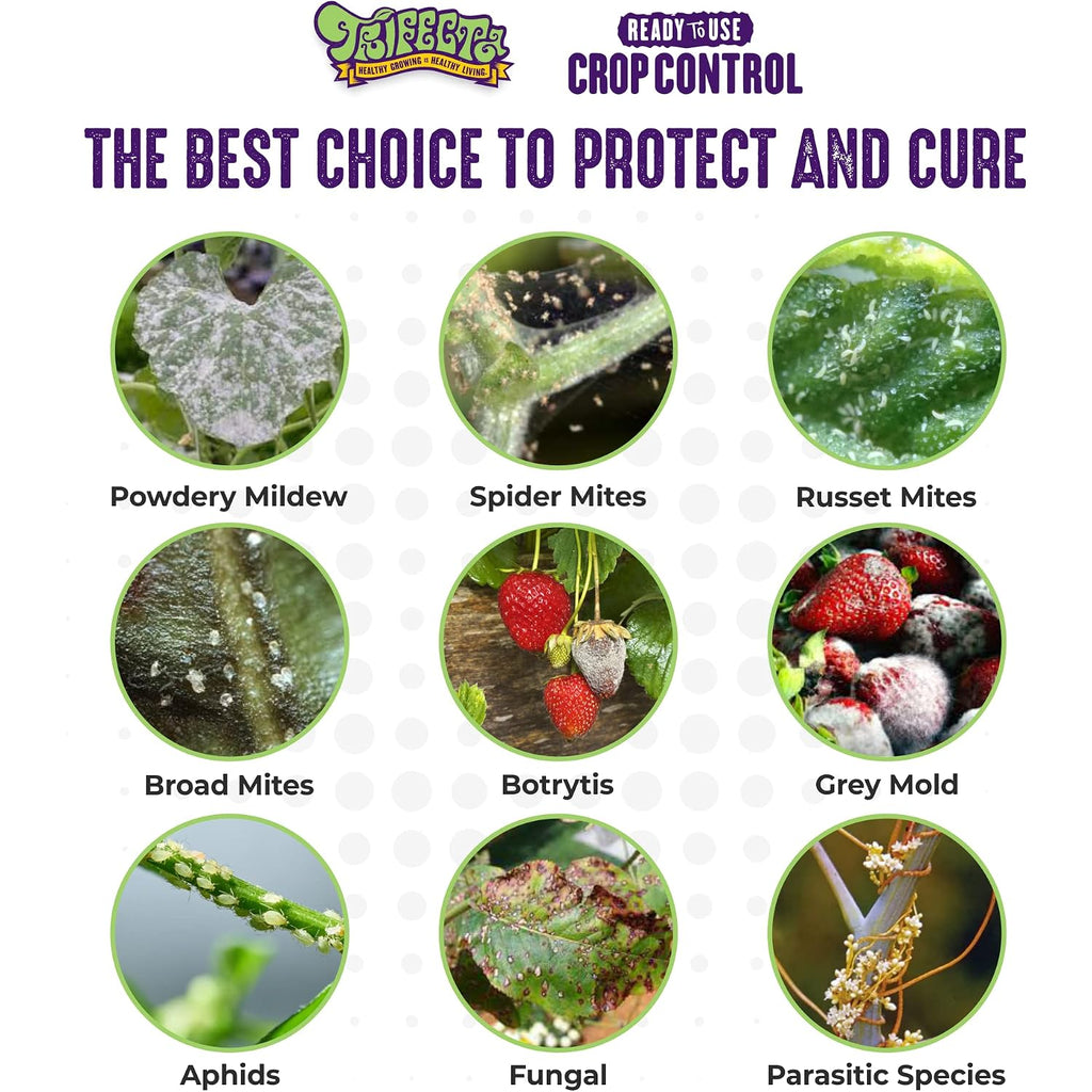 Trifecta Crop Control Ready To Use Maximum Strength Natural Pesticide, Fungicide, Miticide, Insecticide, Help Defeat Spider Mites, Powdery Mildew, Botrytis And Mold On Plants 32 Oz Size