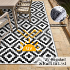 Olanly Waterproof Outdoor Rug 5X8 Ft, Outdoor Plastic Straw Rug For Camping, Rv Mat Outside, Indoor Outdoor Carpet For Porch, Deck, Backyard, Balcony, Picnic, Black & White