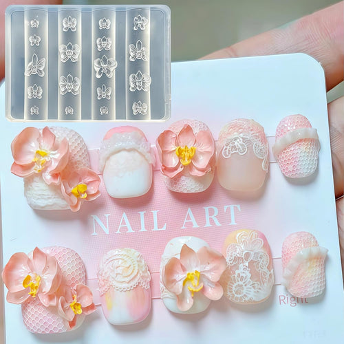 5Pcs 3D Flowers Spring Nail Art Mold Arts Lotus Cherry Phalaenopsis Orchid Molds for Accessories Supplies Y2K Silicone Tools Nails