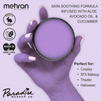 Mehron Makeup Paradise Makeup AQ & Barrier Spray Combo Pack | Before & After Setting Spray 2 fl oz (60 ml) Plus Pro Size Water Activated Face Paint & Body Paint 1.4 oz (40 g) (Purple)