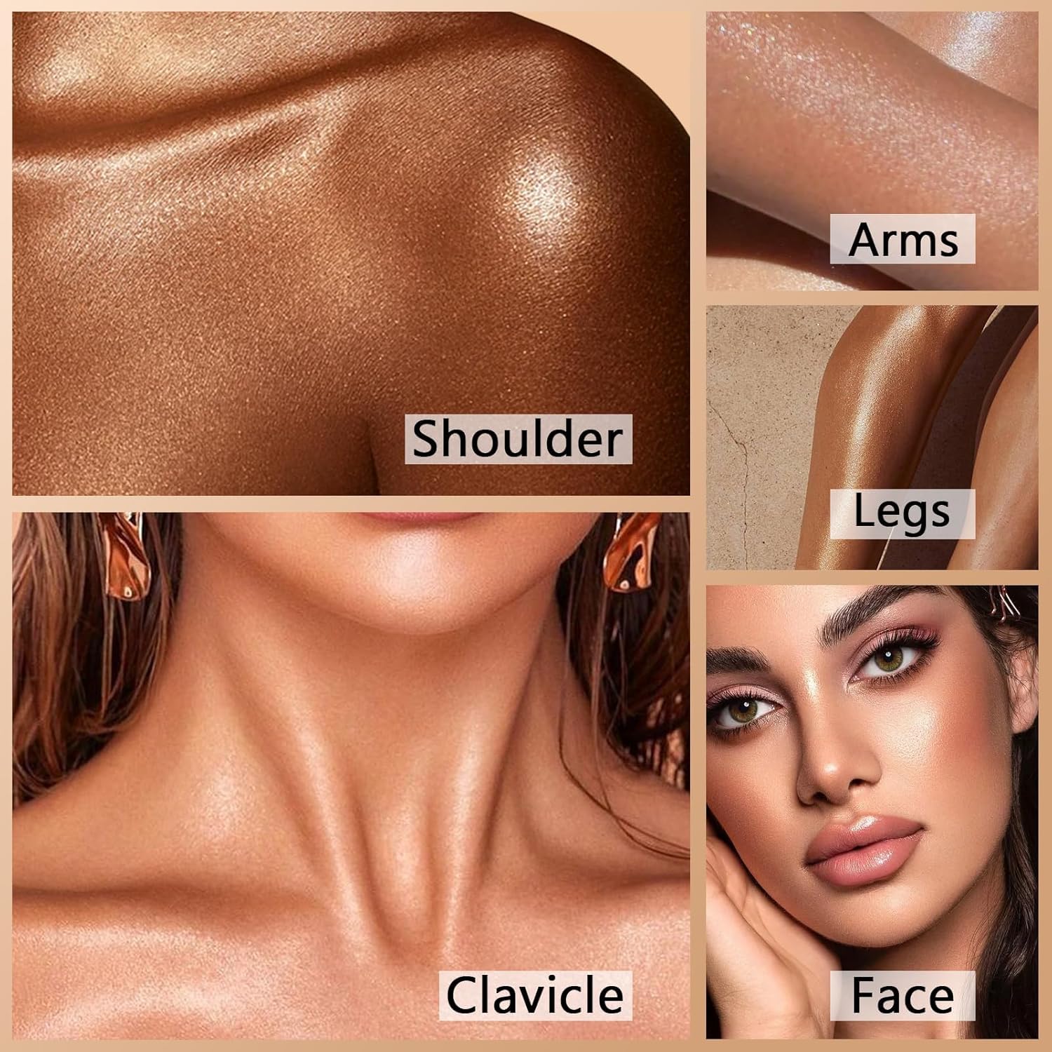 Shimmer Body Oil Glistening Bronze Natural Glow | Sun-Kissed Glow Travel Size Waterproof Long Lasting Liquid Illuminator Highlighter Brush Include