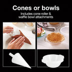 Proctor Silex Waffle Cone And Ice Cream Bowl Maker With Browning Control | Fun And Fast, Cooks In 2-3 Minutes | Includes Cone Shaper Roller & Cup Press | 7.5” Pfas-Free Non-Stick Plates | White