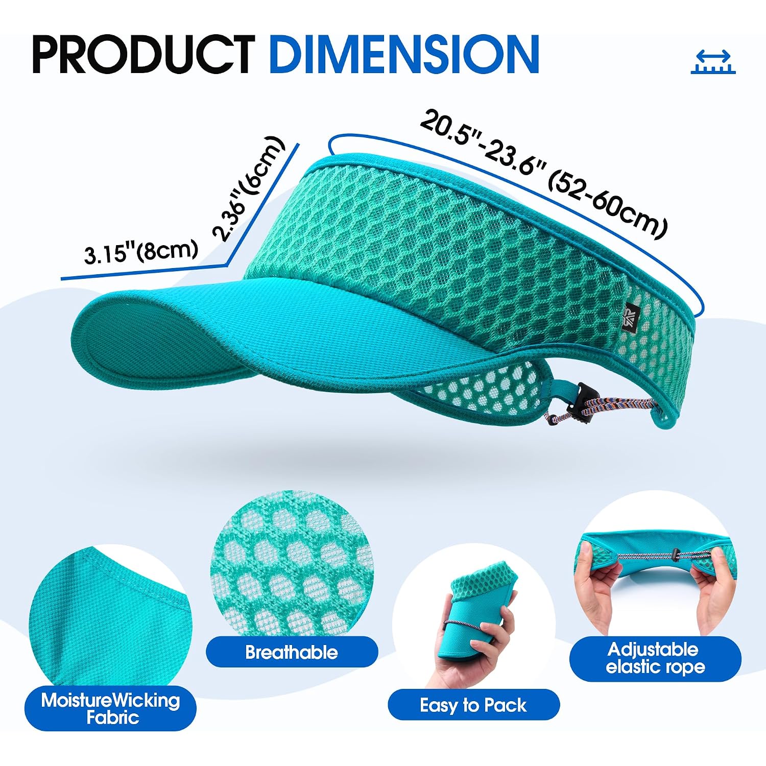 Ausflug Sun Visor Hat Men Women - Wide Brim Quick Dry Adjustable Cap, Lightweight For Golf Tennis Pickleball Beach