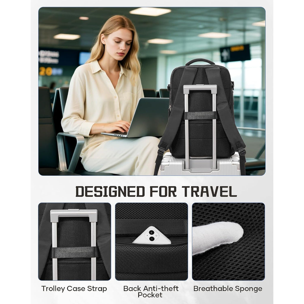 Wonhox Vacuum Seal Backpack For Travel With Air Pump Compression Vacpack Carry On Flight Approved Daypack Laptop Space Saver Bags Storage With Vacuum System 18X14X8 Inches Travel Bag Women Men Black