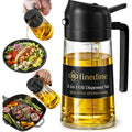 Finedine 16Oz Olive Oil Sprayer For Cooking, 2 In 1 Olive Oil Dispenser Bottle For Kitchen, Air Fryer, Salad, Bbq & Baking – Dual Spray Mist & Stream, With Measurement Marks, Black