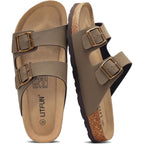 Litfun Unisex Cork Footbed Sandal Summer Slip On Slide Sandals With Adjustable Buckle For Women Men