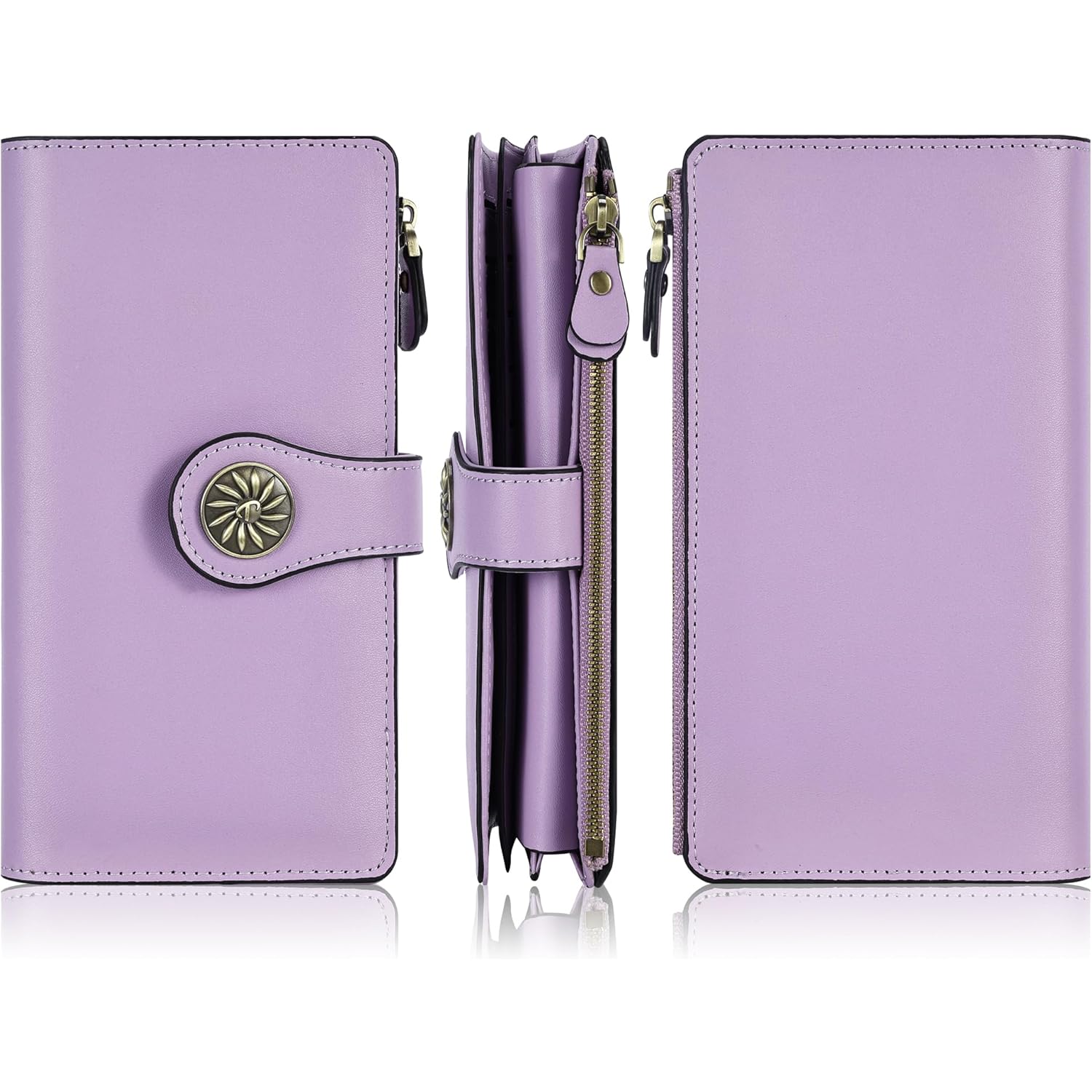 Travelambo Women's Wallet RFID Blocking Trifold Clutch Large Capacity Credit Card Holder Travel Purse
