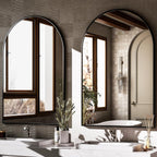Harritpure Arched Wall Mirror 24"X36" Black Metal Frame Vanity Mirrors | Aluminum Alloy Frame Bathroom Mirror Living Room, Bedroom And Entryway