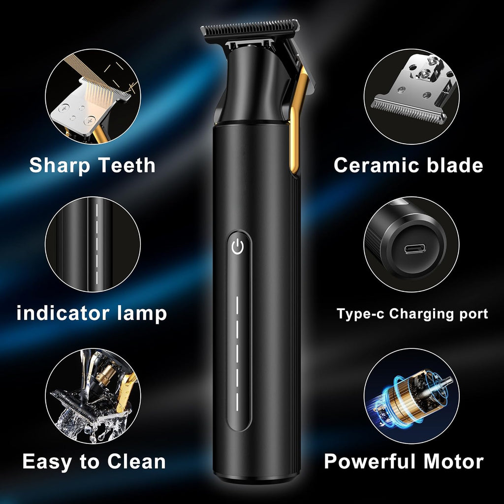 Hair Trimmer For Men,Professional Barber Trimmer,Cordless T-Blade Hair Clippers Precision Edgers T Liners Rechargeable Beard Trimmer,Waterproof Haircut Kit,Long-Lasting Battery