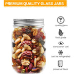 12oz Glass Jars With Lids Regular Mouth 20 Pack -Mason Jars 12 oz For Crafts, Meal Prep, Canning Jars For Food Storage Frascos De Vidrio Con Tapa Para Conservas-with 20 Chalkboard Stickers-Silver Lid