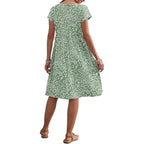 Auselily Women'S Summer Short Sleeve Knee-Length Dresses Round Neck Loose Dress With Pockets 2026 New