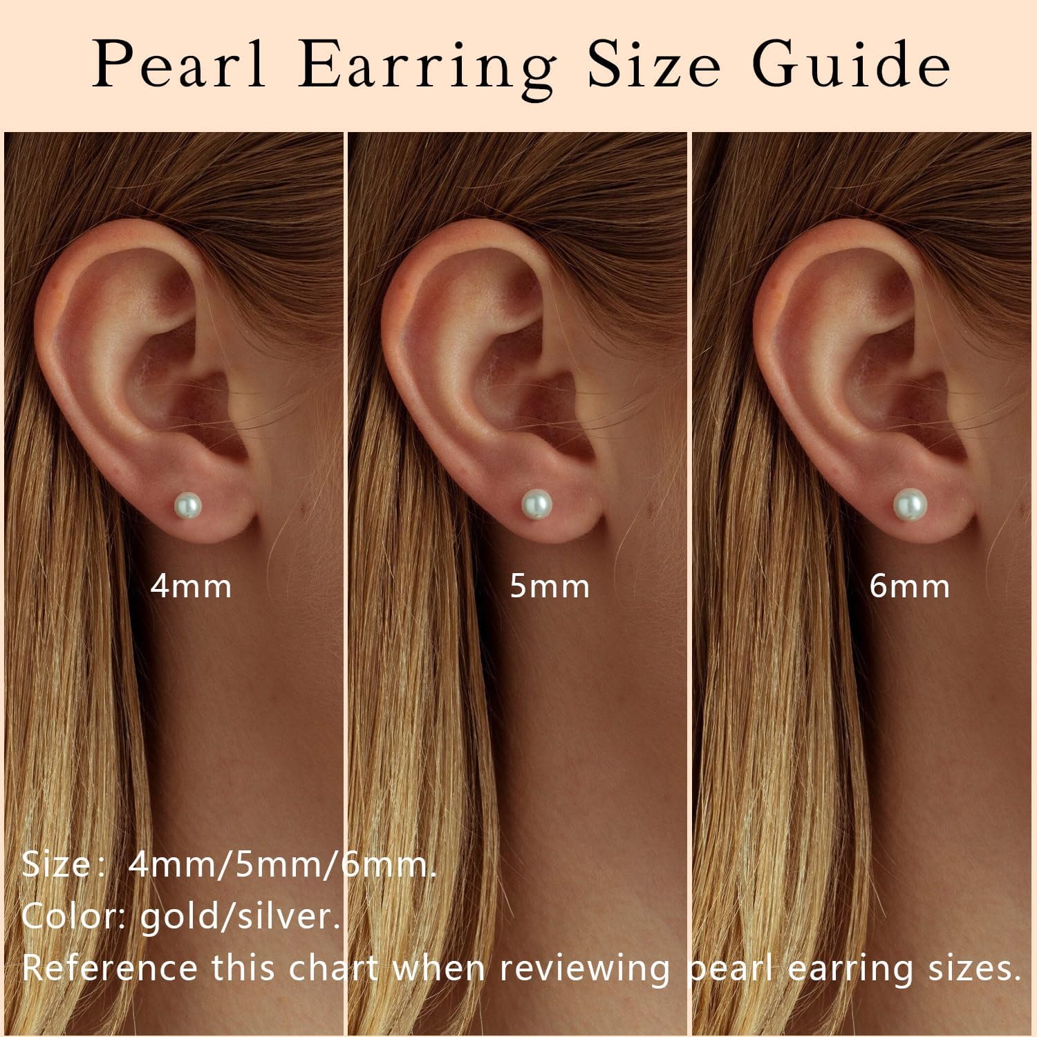 Pearl Earrings，4mm 5mm 6mm Gold/Silver Dangle Earrings for Women White Long Drop Pearl Dangling Earrings Bridal Wedding Dainty Prom Earrings Birthday Gifts Jewelry