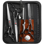 Professional Hair Cutting Scissors Japanese 440C Stainless Steel 7.8 Inch Straight Thinnin Shears Tools For Mother Father Friends' Christmas Gift, Black