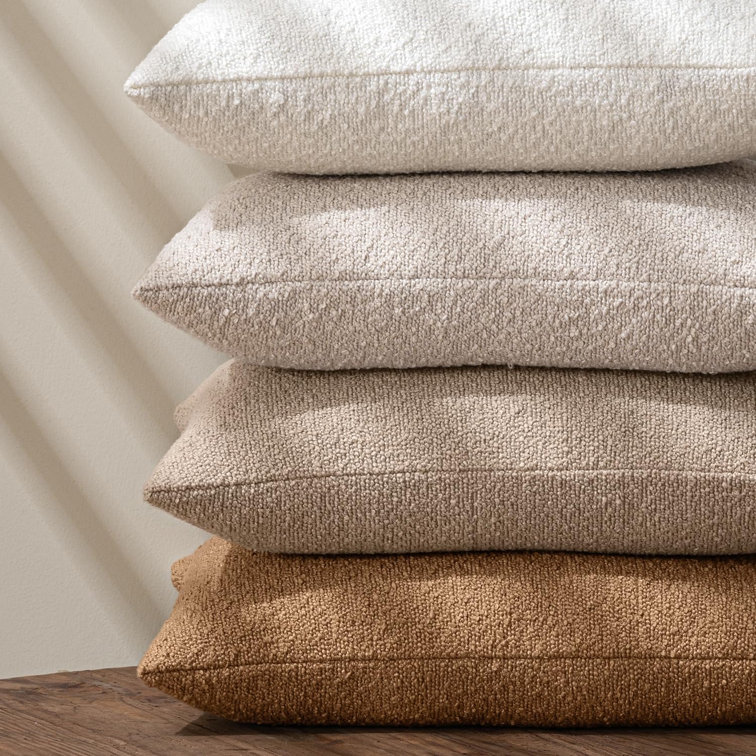 Miulee 20X20 Inch Decorative Pillow Covers For Couch Bed Set Of 2 Textured Boucle Neutral Throw Pillow Covers Natural Beige Ivory Accent Solid Pillowcases Sofa Living Room Home Decor