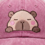 Capybara Gifts for Men Women Funny Capybara Embroidered Baseball Cap Capybara-washed Pink