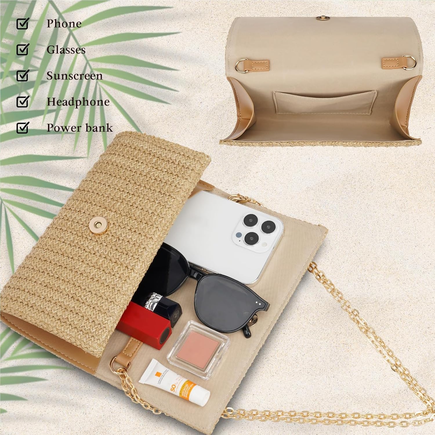 Kseymeir Straw Clutch Purse Shoulder Crossbody Bag Envelope Purse Raffia Handbag for Summer Beach Travel 2026 Trendy | Straw, Summer, Beach, Travel, Trendy